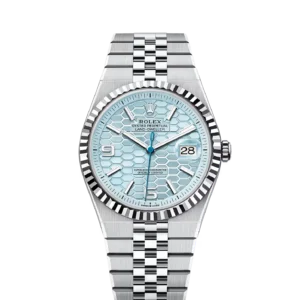 Rolex Land-Dweller Platinum / Ice Blue / Flat Jubilee