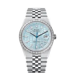 Rolex Land-Dweller Platinum - Baguette / Ice Blue / Flat Jubilee