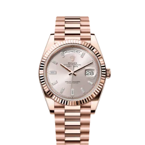 Rolex Day-Date 40 Everose / Sundust - Baguette