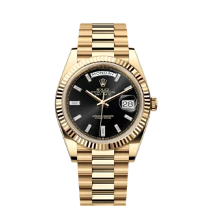 Rolex Day-Date 40 Yellow Gold / Black - Baguette