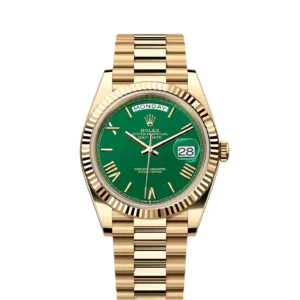 Rolex Day-Date 40 Yellow Gold - Fluted / Green - Roman