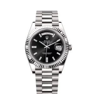 Rolex Day-Date 40 White Gold / Black - Baguette
