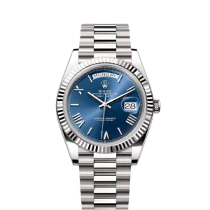 Rolex Day-Date 40 White Gold / Blue - Roman