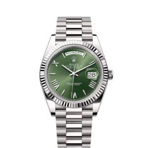 Rolex Day-Date 40 White Gold / Green - Roman
