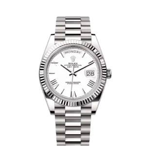 Rolex Day-Date 40 White Gold / White - Roman