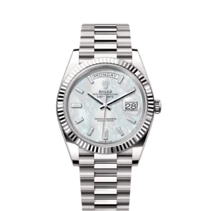 Rolex Day-Date 40 White Gold / MOP - Baguette
