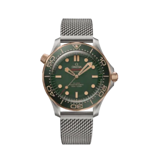 Omega Seamaster Diver 300M Master Co-Axial 42 Titanium - Bronze Gold / Green  / Mesh
